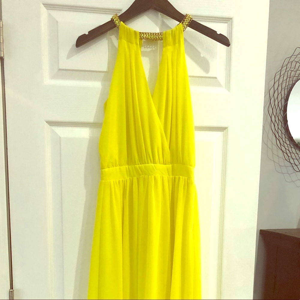 Yellow flor length gown